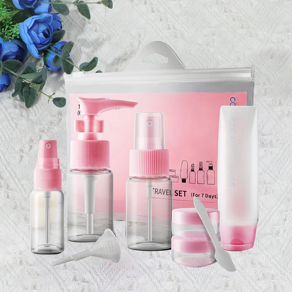 

9pcs Travel Bottles Set Transparent Refillable Containers For Shampoo Lotion Makeup Remover Sprayer Leakproof