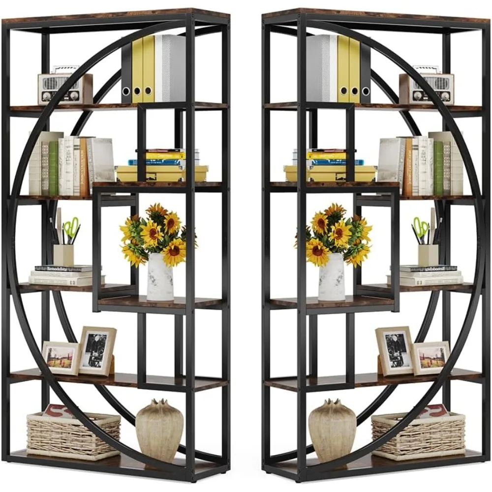 Bookshelf, Industrial 5-Tier Etagere Bookcase, 70.8