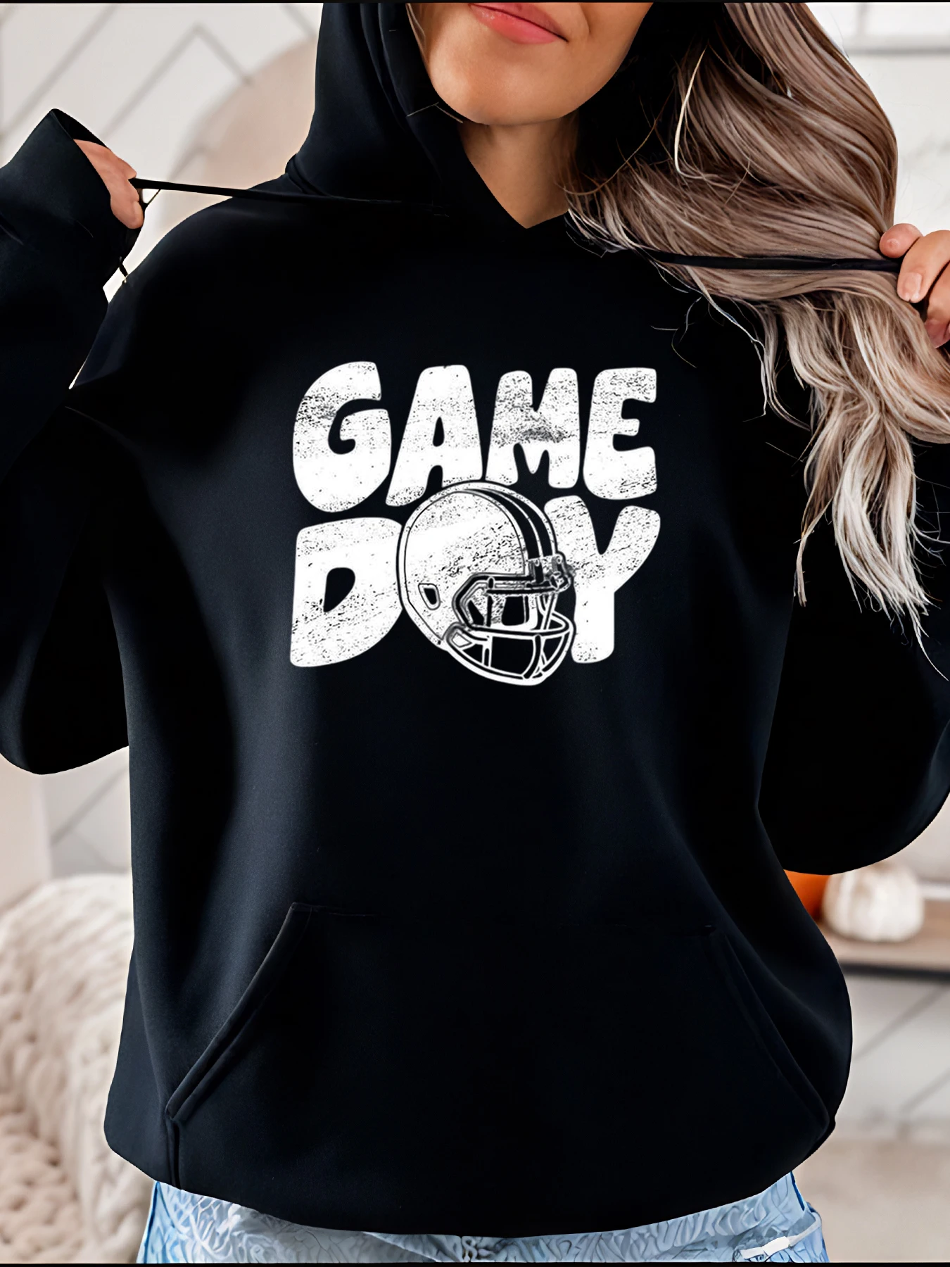 Sweat à capuche imprimé casque de Football pour femmes, sweat-shirt de Sport décontracté, vêtements d'automne et d'hiver 280