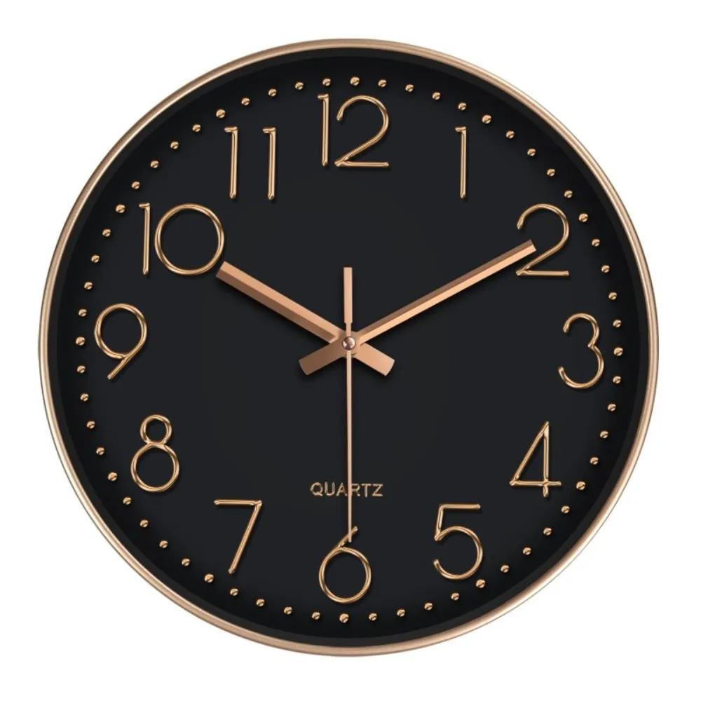 

Creative Silent Nordic Wall Clock Non-Ticking High-definition Round Hanging Clock Copper Plastic Wall Electronic Time Porch