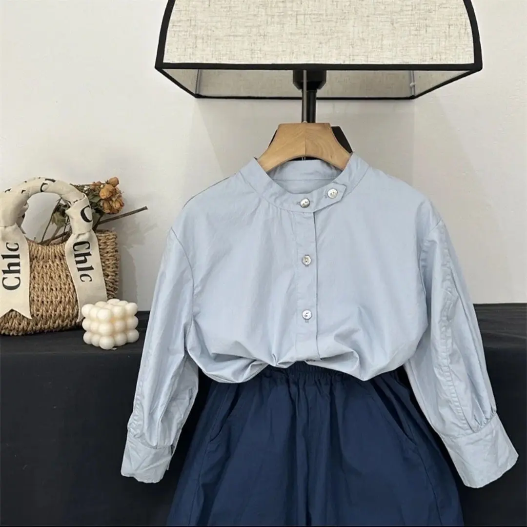 Girls Long Sleeve Shirt 2026 Fall New Kids Loose Shirt Design Sense Niche Stylish Versatile Top