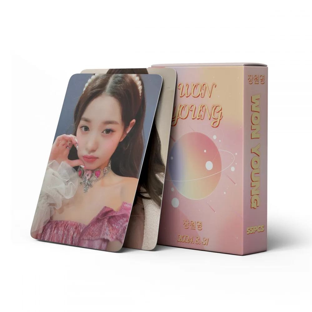 55Pcs/Set KPOP Wonyoung Boxed Two Sides Lomo Cards Fashion Ins Magazine Concert Stage Selfie Photocards Fans Collection Gifts