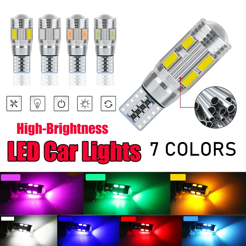 

1PC T10 W5W 194 LED Bulb For Car LED Turn Signals & Daytime Running Lights White Wedge-Shaped Side Trunk License Plate Light