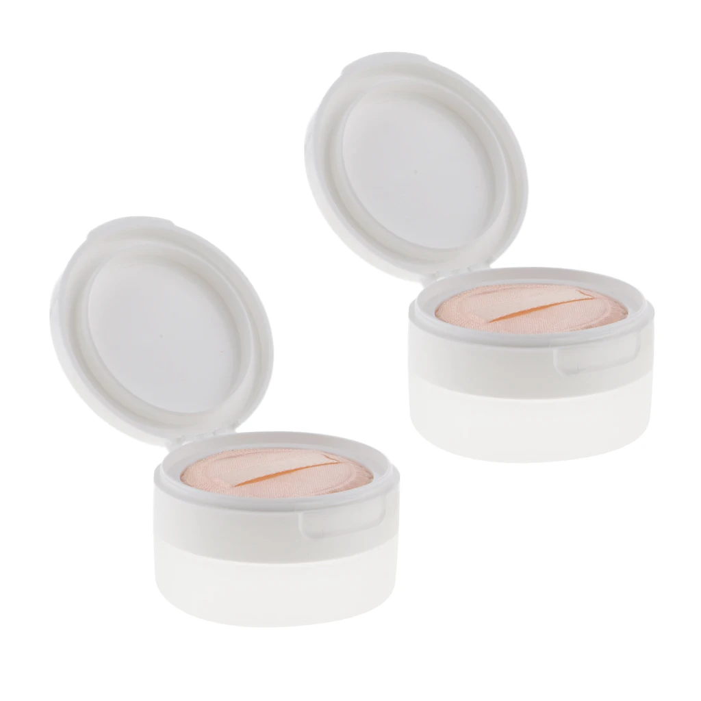 2 pezzi fondotinta vuoto Make-up flacone cosmetico contenitore per soffio di polvere 50g-trasparente/bianco