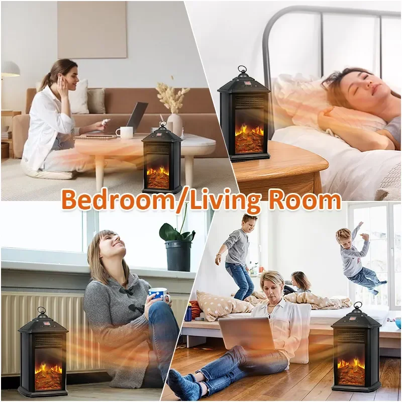 Modern Indoor Electric Fireplace with 3D Simulation Wood LED Display Remote Control French Langua for Household Use