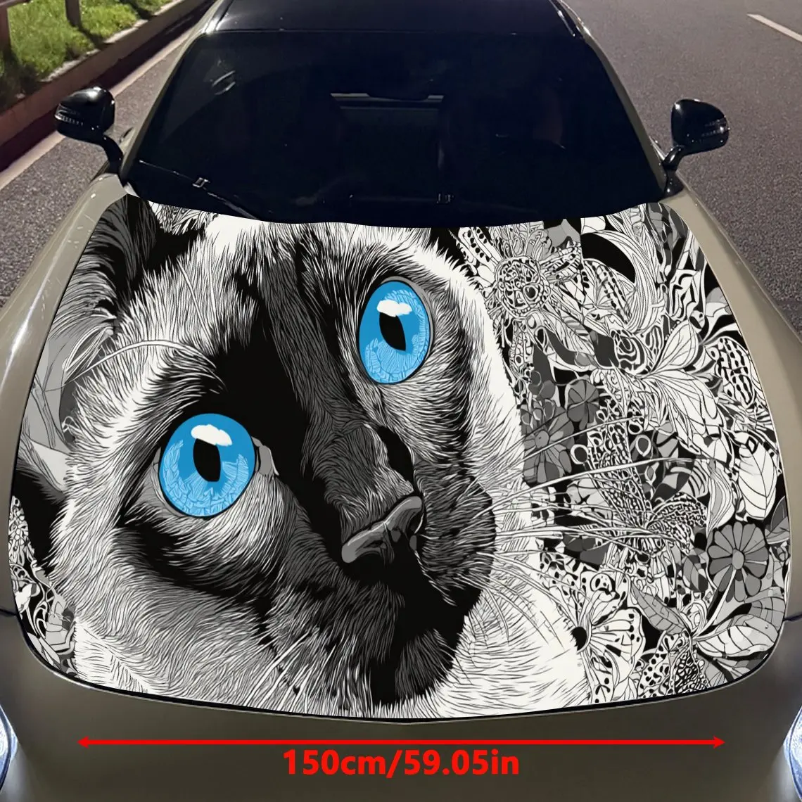 Leuke Siamese kat print, auto kap stickers, PVC waterdichte zelfklevende auto kap sticker, auto kap decoratie bescherming stickers,A