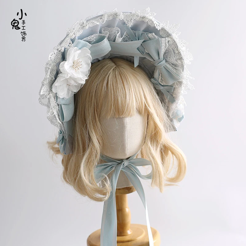 

Оригинальный Рождественский G Голубой Капот Женский Кружевной Бант Цветок Шпилька Лолита Повязка на Голову Пара Клип BNT Шляпа Повязка на Голову Женская