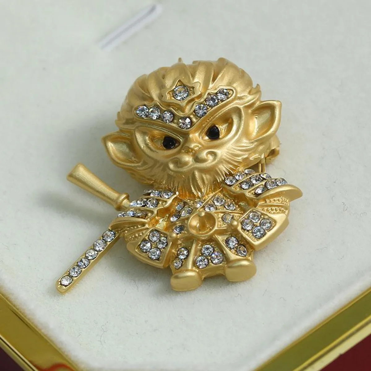 Alloy Gold Plated Golden Monkey Brooch Blank, Chinese Style Great Sage, Creative Suit DIY Pearl Corsage Accessory