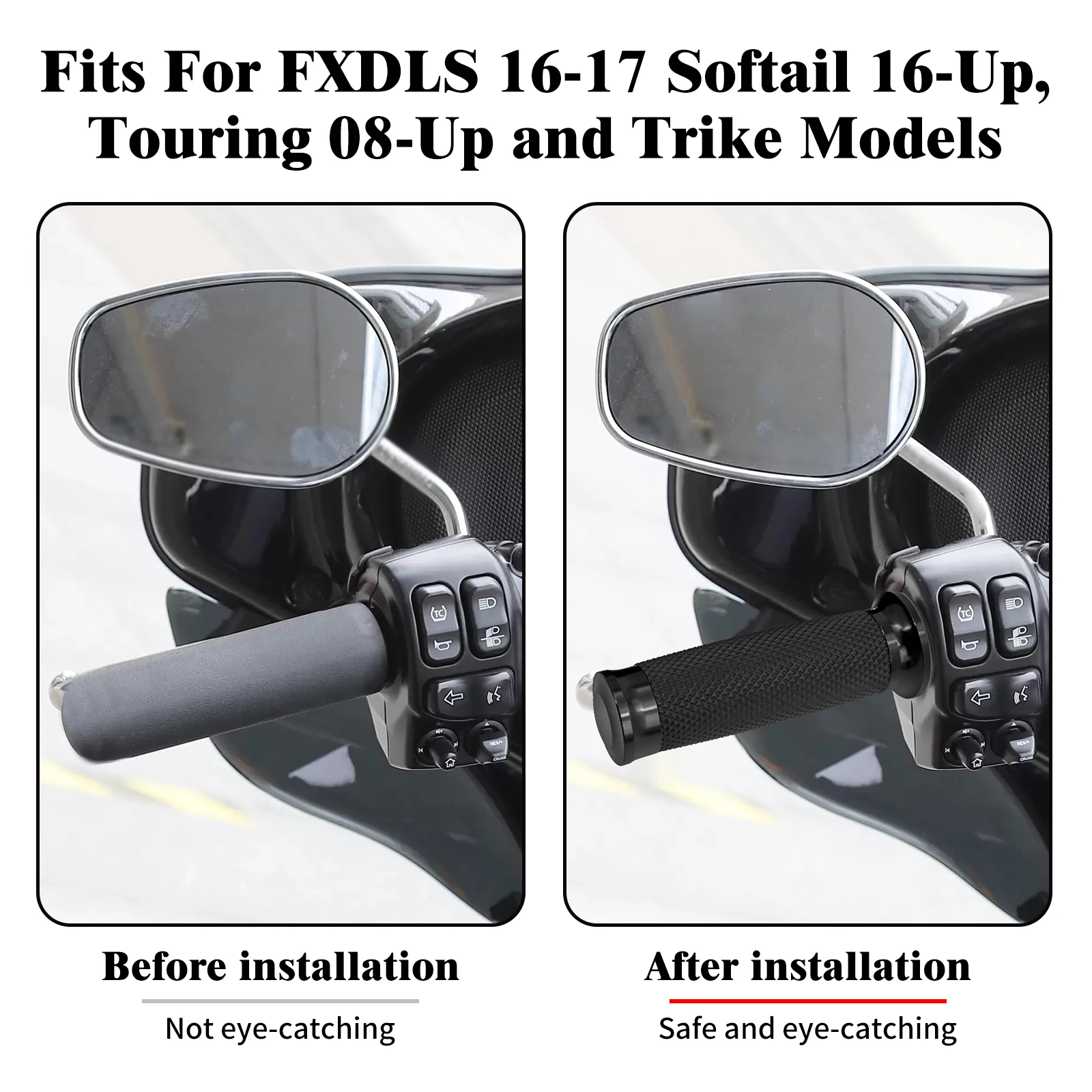 Motorcycle Electronic Throttle 1\'\'25mm Handle Bar Hand Grips Black For Harley Softail Fat Boy FLSTF Breakout Touring Road King