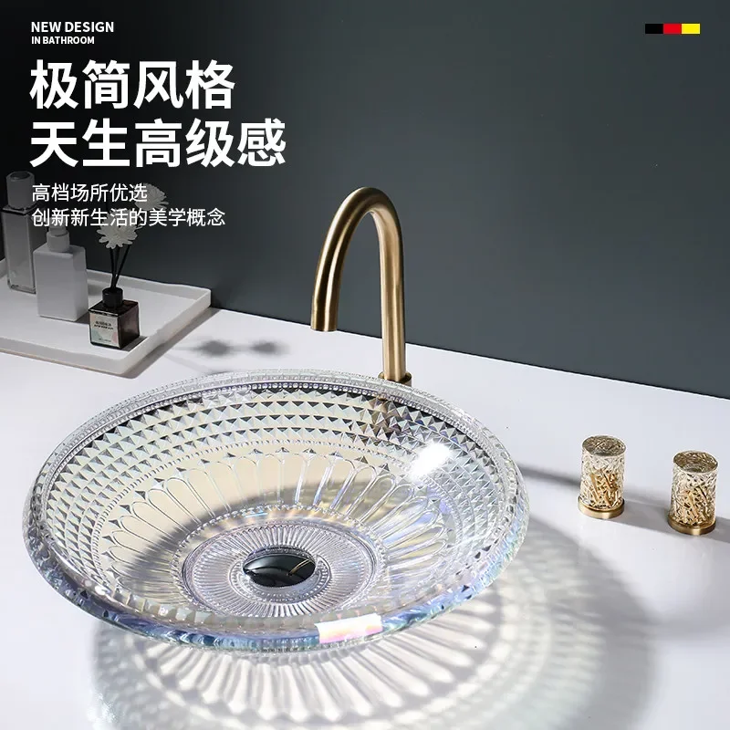 Innovative, stylish, minimalist style, large-size fruit plate, soccer football crystal countertop washbasin