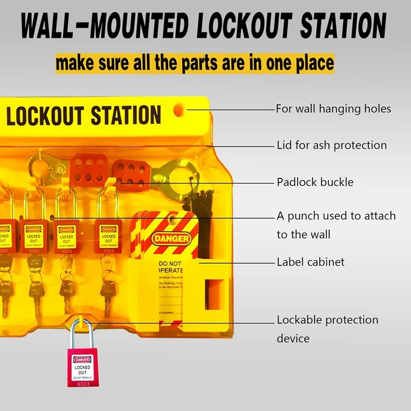 Lockout Tagout Station For Safe Electrical Lockouts,2Hasps,25Loto Tags,Lock Out Tag Out Kit Board,Lockout Safety Supply