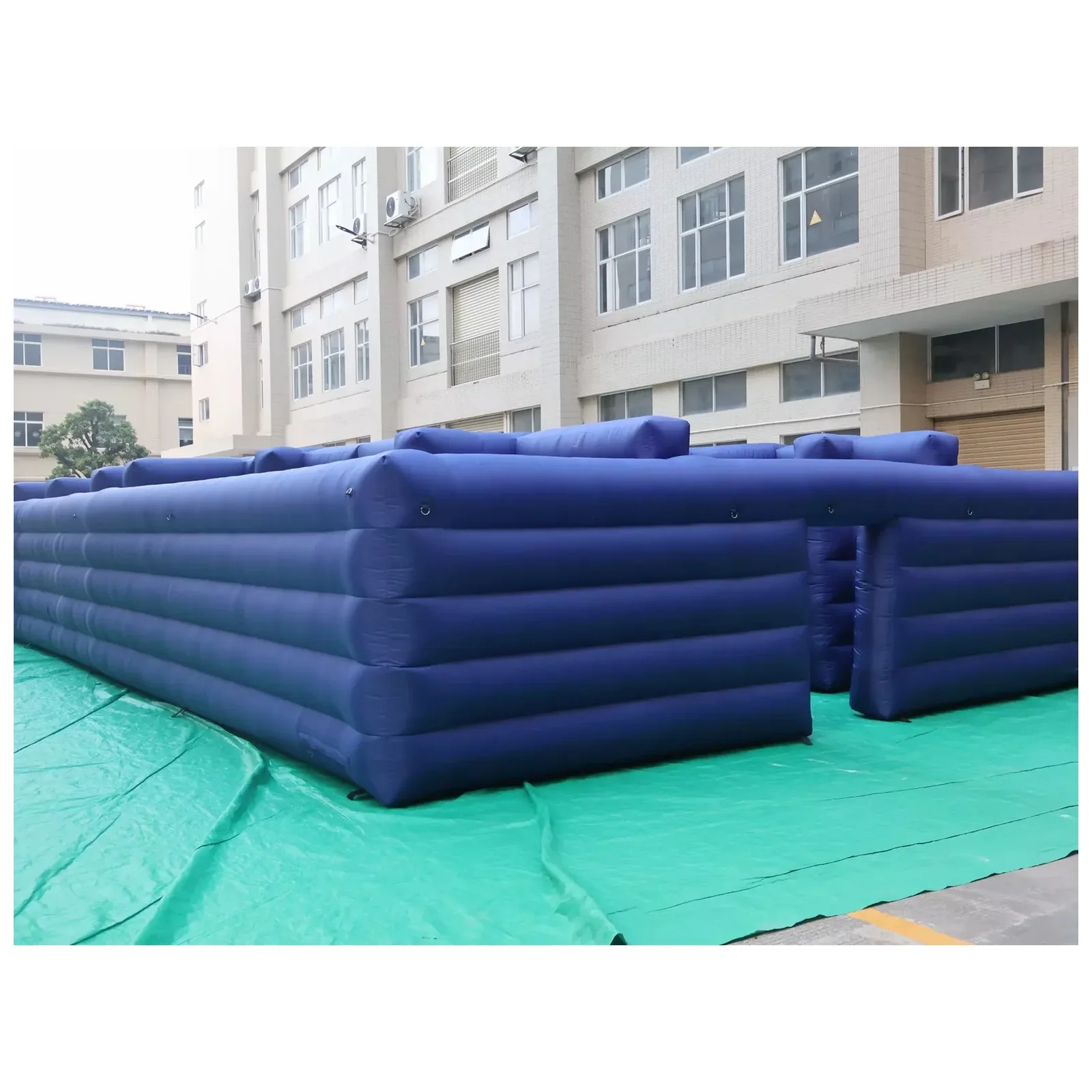 Large Blue Open Route Inflatable Maze 7X13m 23X43ft with Blower Sports Challenge Commercial Party Events Kids and Adults