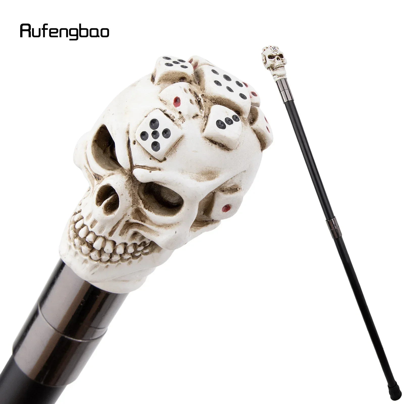 White Resin Dice Skull Head Walking Cane Fashion Stage Cane Decorative Stick Halloween Cosplay And Parties, For Cosplay & Party view 3
