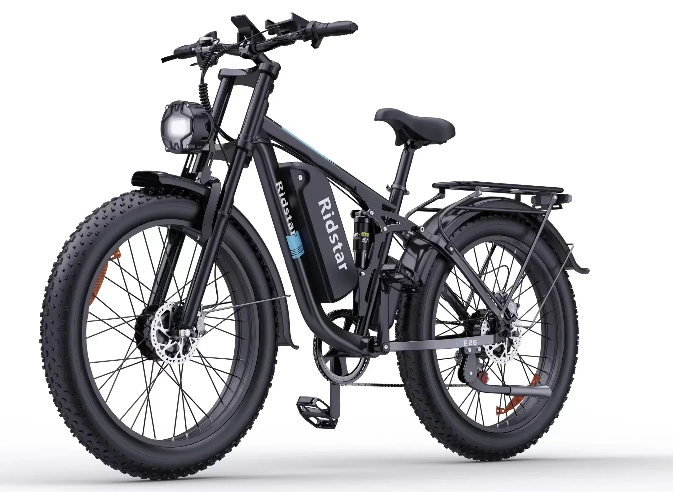 Ridstar E26 Pro Electric Bicycle 2000W 48V 23AH Dual Motor Battery 20*4.0 Inch Fat Tire Mountain Electric Bike Folding E bike