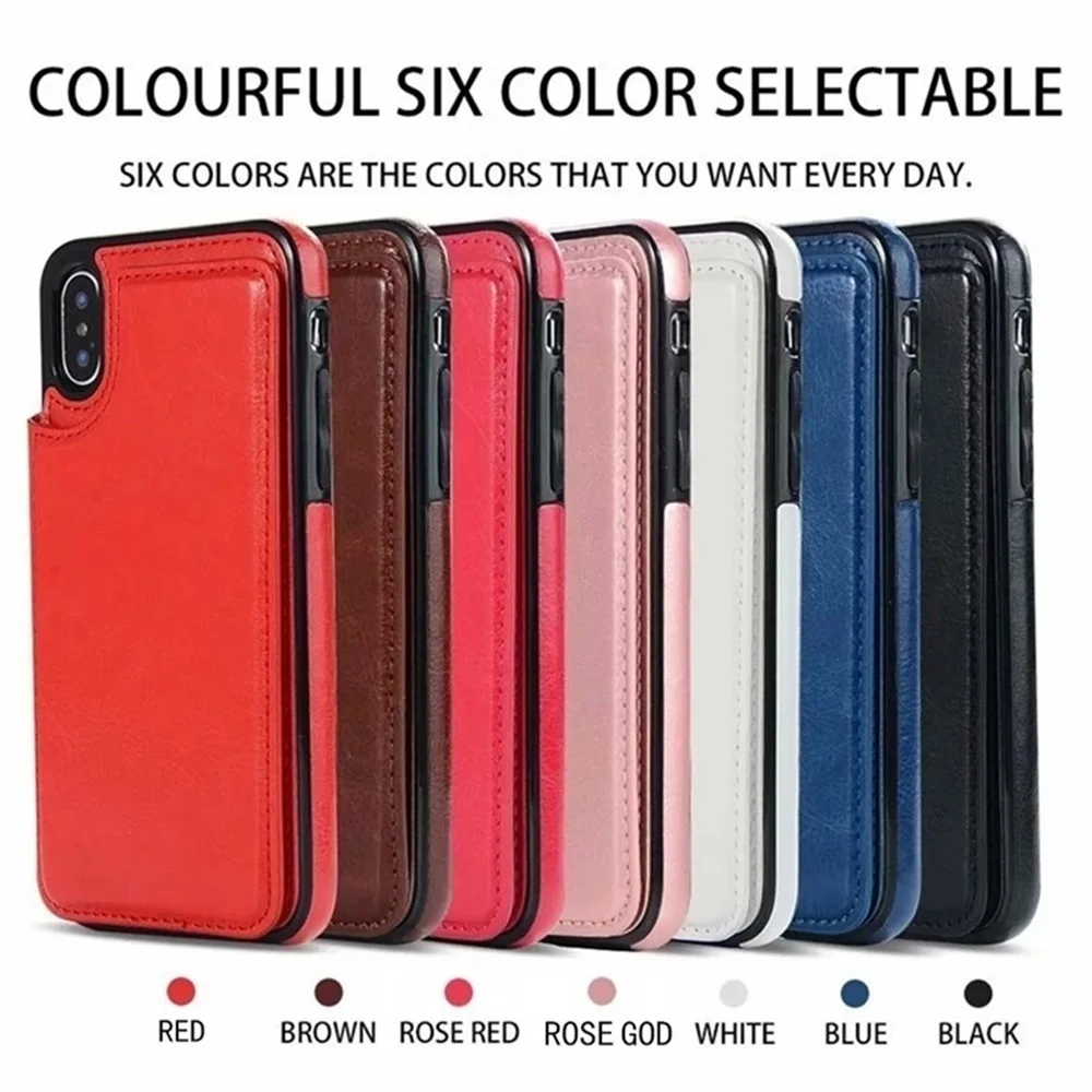 Leather Retro Card Holder Flip Cover for iPhone 15 14 13 12 11 Pro Max Mini Wallet Case XR X XS Max 8 7 6S 6 Plus SE3 2022 2020