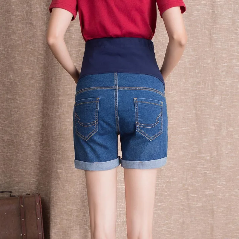 2024 Zwangerschaps Korte Broek Zwangerschap Denim Gat Shorts Losse Zwangere Jeans Zomer Blauwe Buik Hoge Taille Ademende Broek