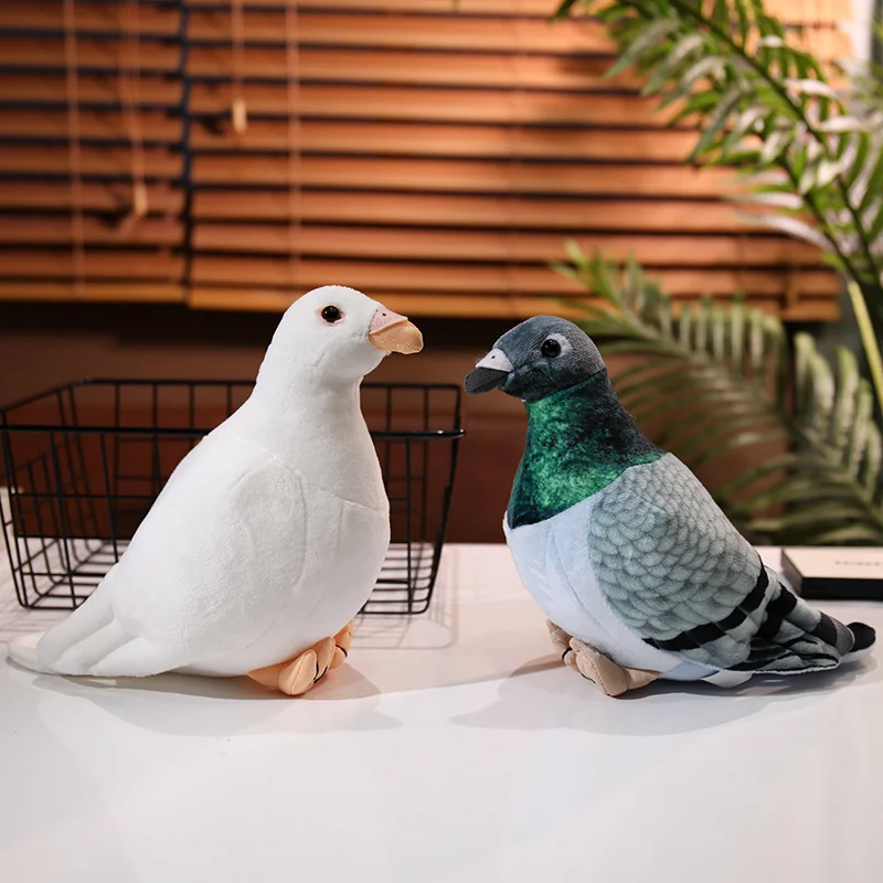 Simulation de Pigeon en peluche, jouet de Simulation de Pigeon blanc vert, jolie poupée d'animal en peluche, accessoires de photographie, décoration de maison, cadeau