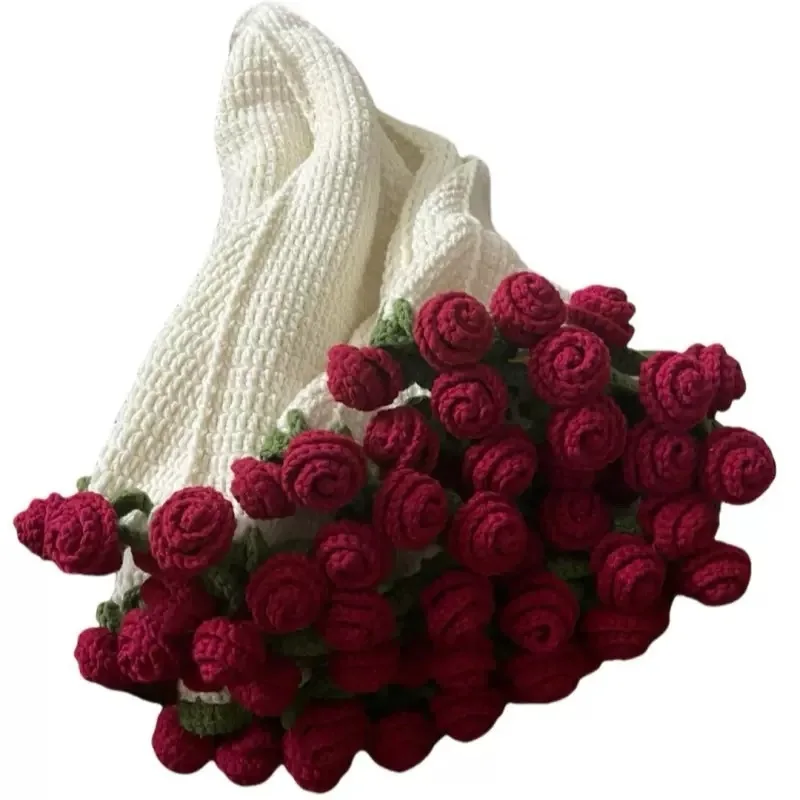 

Rose Bouquet Blanket, Hand Woven DIY Material Package, Yarn Ball, Crochet Lily Of The Valley Flower Blanket