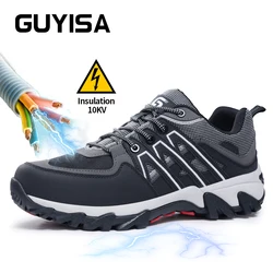 GUYISA work shoes Safety shoes Insulation 10KV Steel toe Size 37-45 Black Electrician shoes are anti impact and anti puncture