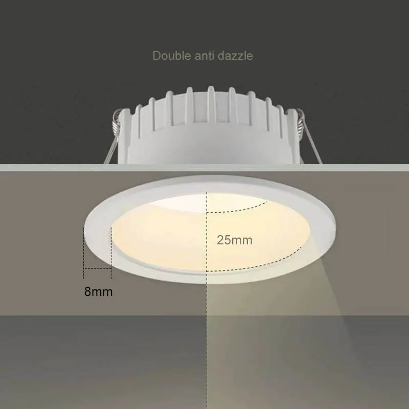 Dimmable LED downlight ceiling lamp anti glare 7W 9W 12W 15W 18W LED spot lamp backlight indoor lighting AC220V 110V