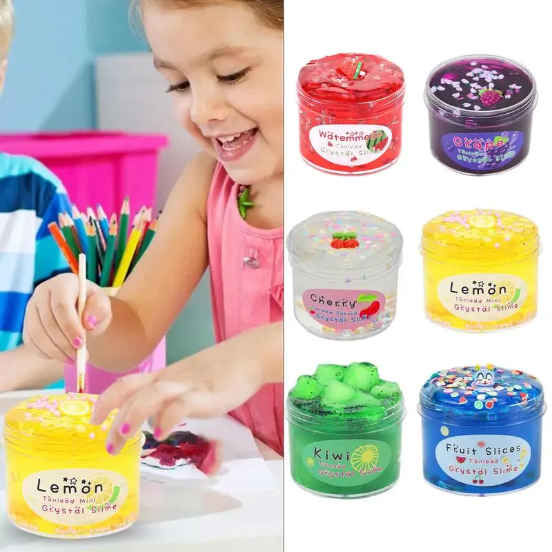 Clear Slime Crystal Putty Soft Jelly Clay Non-Sticky Slime Premade Crunchy DIY Cotton Mud Stretchy Kids Art Craft Toys