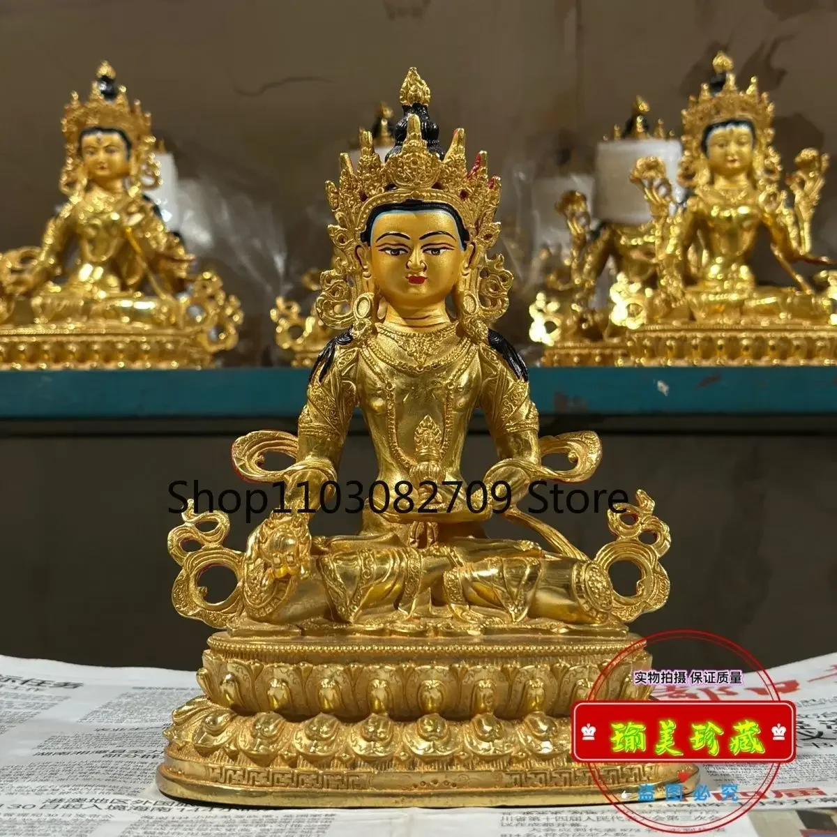 

7 inch Gizang King Bodhisattva Tibetan Tantra Bronze Statue Tibetan Buddhist Crafts 21cm Buddhist Hall Offering Double Lotus Sea