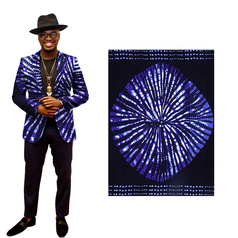 African Cotton Fabric Ankara Dresses Nigerian Fashion Batik Blue Fabrics 3/6 Yards/Lot Material 24fs1594 view 5