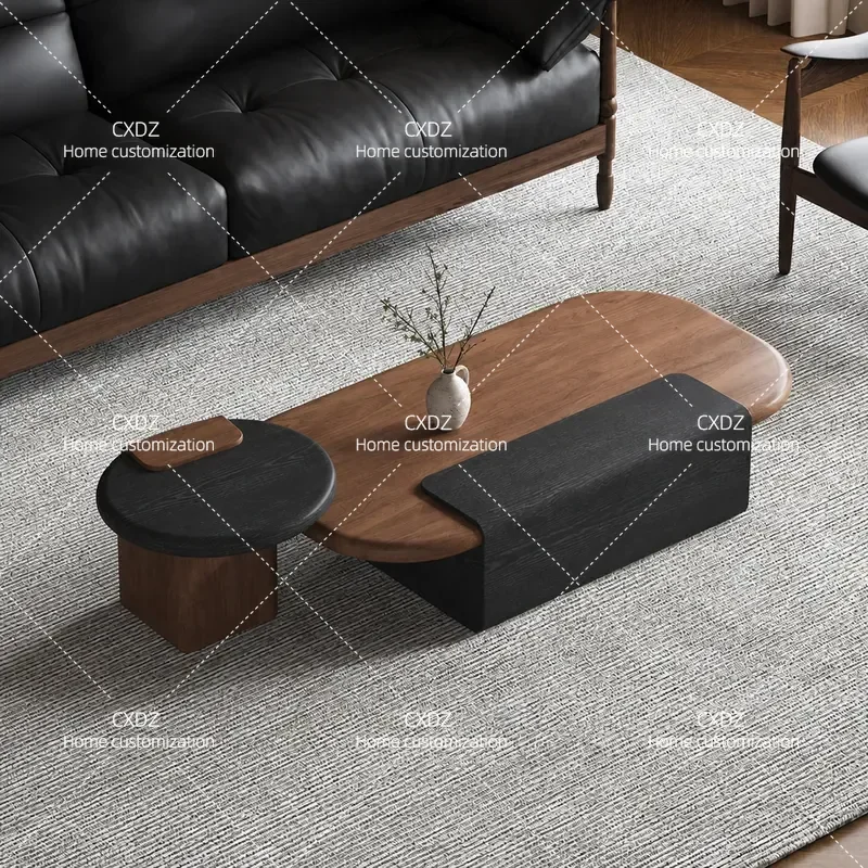Medieval Style Coffee Table Set Simple Art Creative Living Room Home Walnut Pattern 2026 New Arrival Modern Center Table