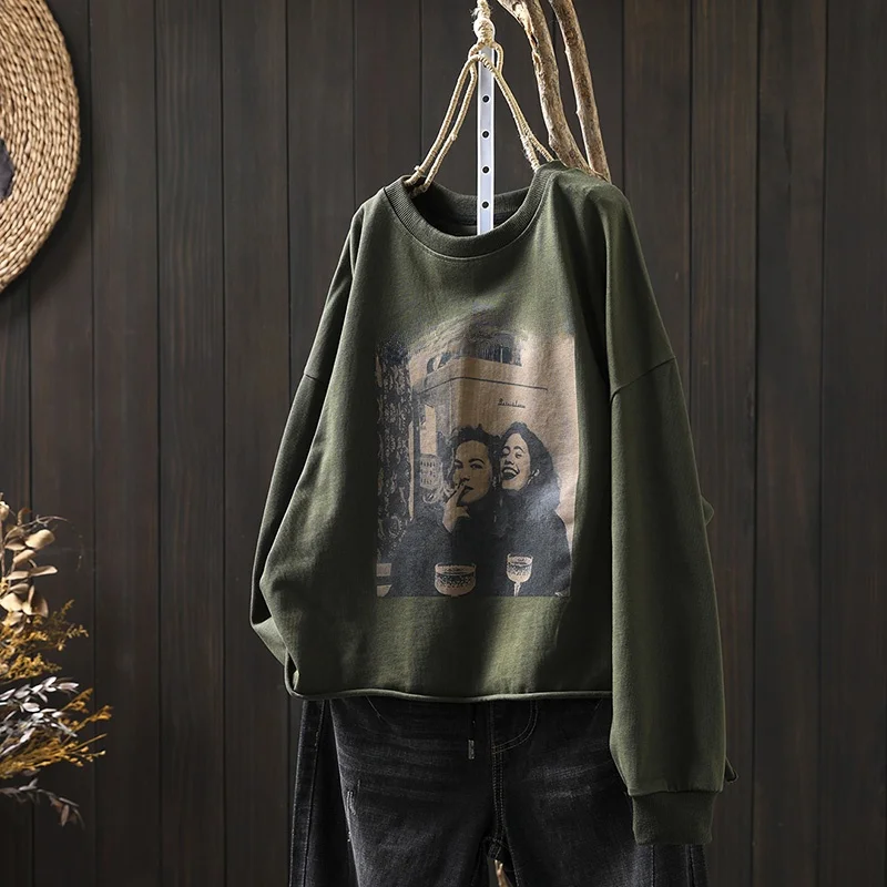 

Свободная женская толстовка с длинным рукавом Counter 2000: Новинка осени, ретро-стиль, персонализированная, скрывающая недостатки фигуры, для повседневной носки