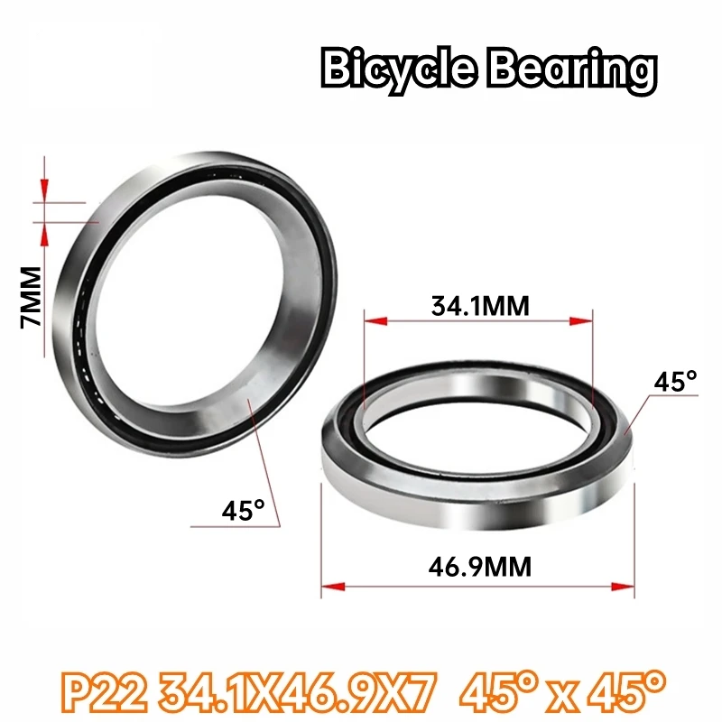 1PCS MH-P22 34.1X46.9X7 45°x45° Bicycle Front Folding Bearing Center Shaft Bicycle Bowl Group Bearing Perin Repair Parts