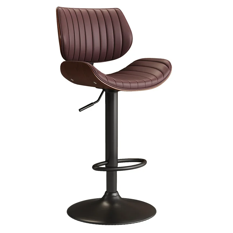 Italian Bentwood Bar Stool, Luxury Minimalist Adjustable Height Chair, Home Kitchen Island Counter Stool, Swivel Bar Stool