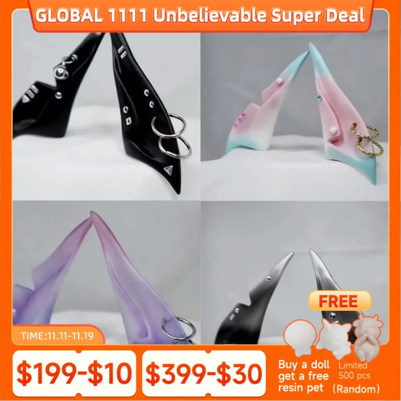 

Bjd Доберман из собачьего уха Прохладный в стиле панк с острым Ears High Quality магнит подключение смолы Материал аксессуары для куклы