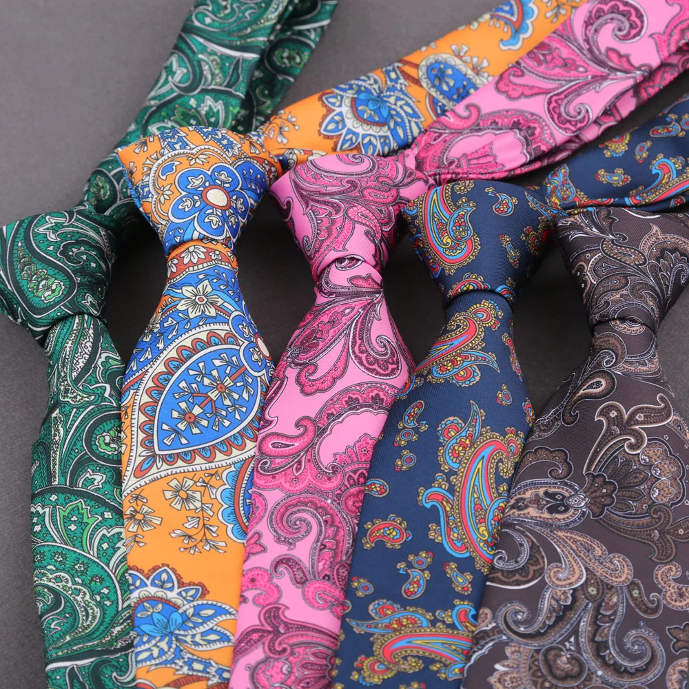 Superweiche Herren-Krawatten mit Seideneffekt, Blumenmuster, Paisley, 8 cm, für Herren, Hochzeit, Business, Gravata, neuartige bedruckte Krawatten – Detail 6