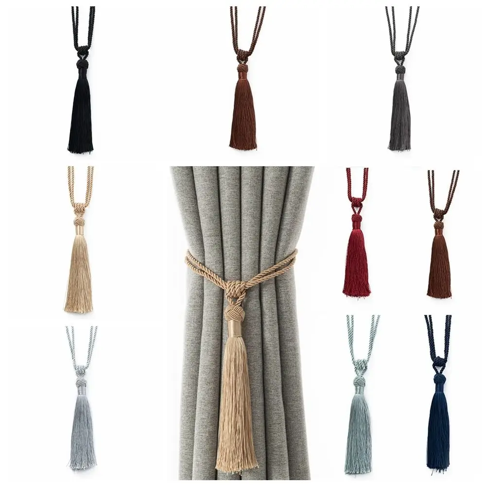 Eleganti fermacravatte per tende con nappe intrecciate, corda in raso, tenda classica, cinturino a sfera, semplice frangia per finestre fatta a mano