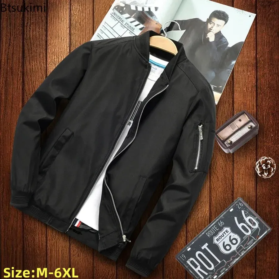 

New Spring Autumn Men's Bomber Jackets Fashion All-match Casual Lightweight Jackets for Men Sports Windbreak Coats with Pockets
