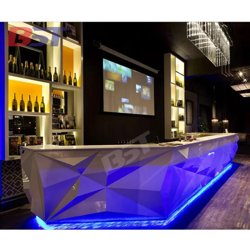 custom.Large U Shape Design Commercial Wine Bar Counters Hotel Mall & Gym Use with LED Lighting and 10-Year Warranty