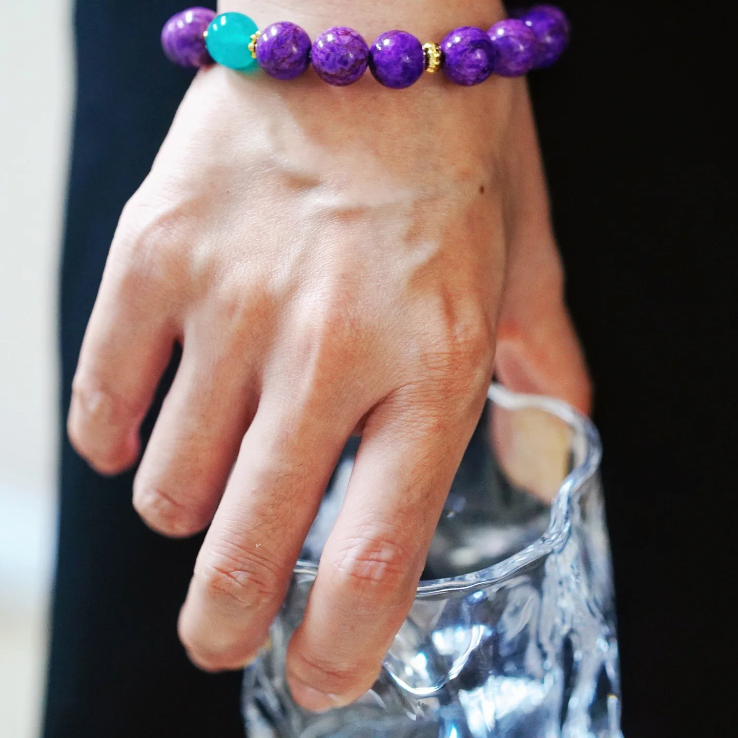 Purple Sugilite Hue Quartzite Bracelet, 10mm Natural Stone Beads, High-Luster Stackable Hand Chain for Her Gift
