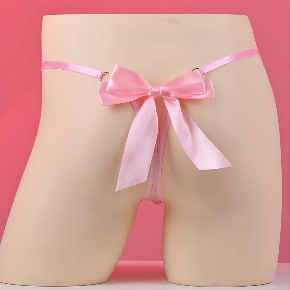 

Мужские регулируемые трусы-стринги для геев, сексуальное нижнее белье для пар, сетчатые стринги с бантом, экзотическое мужское белье, мужские трусы