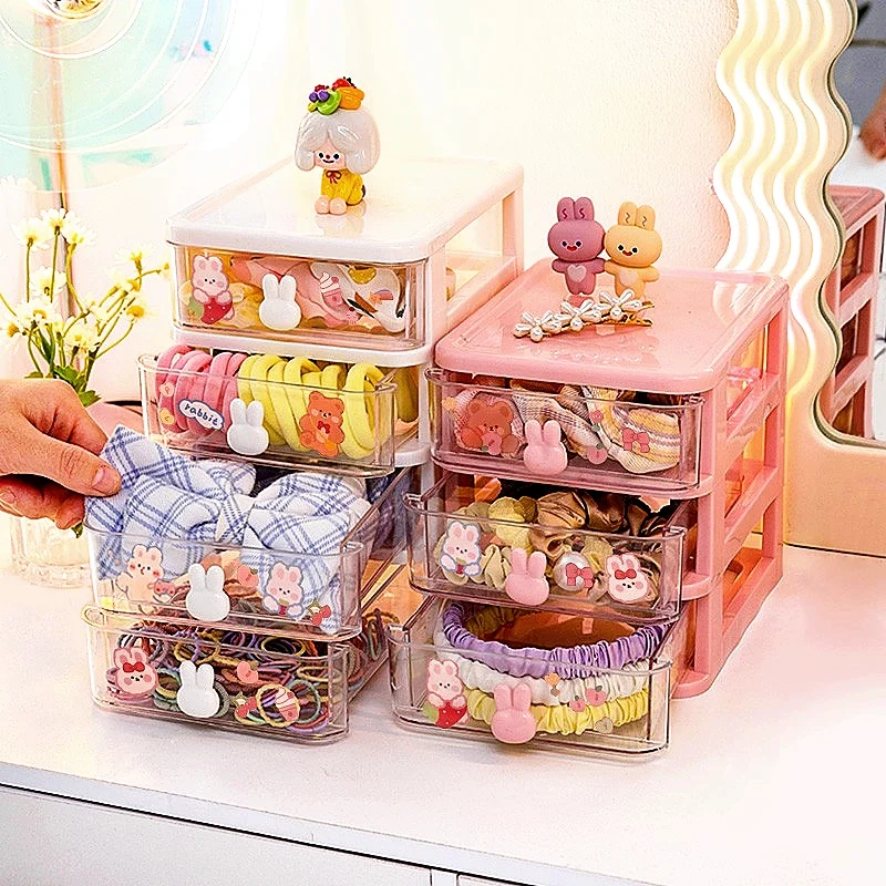 Plastic Hair Accessories Storage Box for Children, Desktop Organizer, Hair Clip, Jewelry, Head Rope, Rubber Band, Kids, Girl