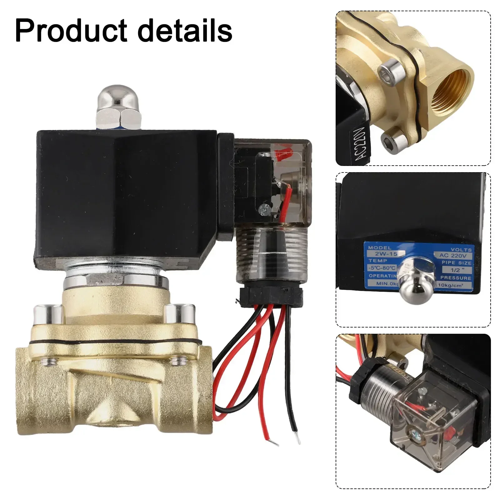 Robust Brass Solenoid Valve 12 Inch with Direct Control Feature at 220V AC for Reliable For Water and Air Applications