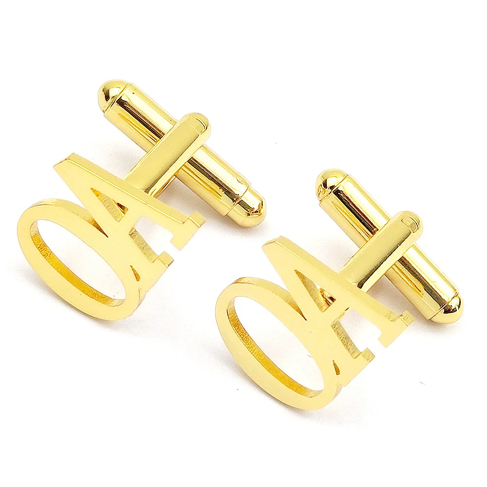 ที่กำหนดเองชื่อ Cufflinks สำหรับผู้ชายส่วนบุคคล Letter Cufflink สแตนเลสโลโก้ปุ่มเริ่มต้น Mens งานแต่งงานของขวัญเครื่องประดับ