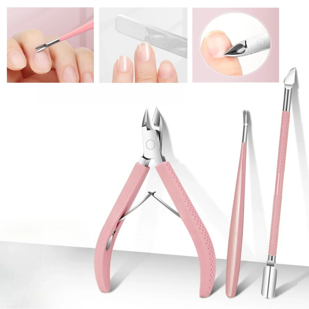 

3Pcs Pedicure Sets Stainless Steel Nails Cuticle Scissors Multicolor Sharp V-shaped Dead Skin Fork Remover Manicure Care Tools
