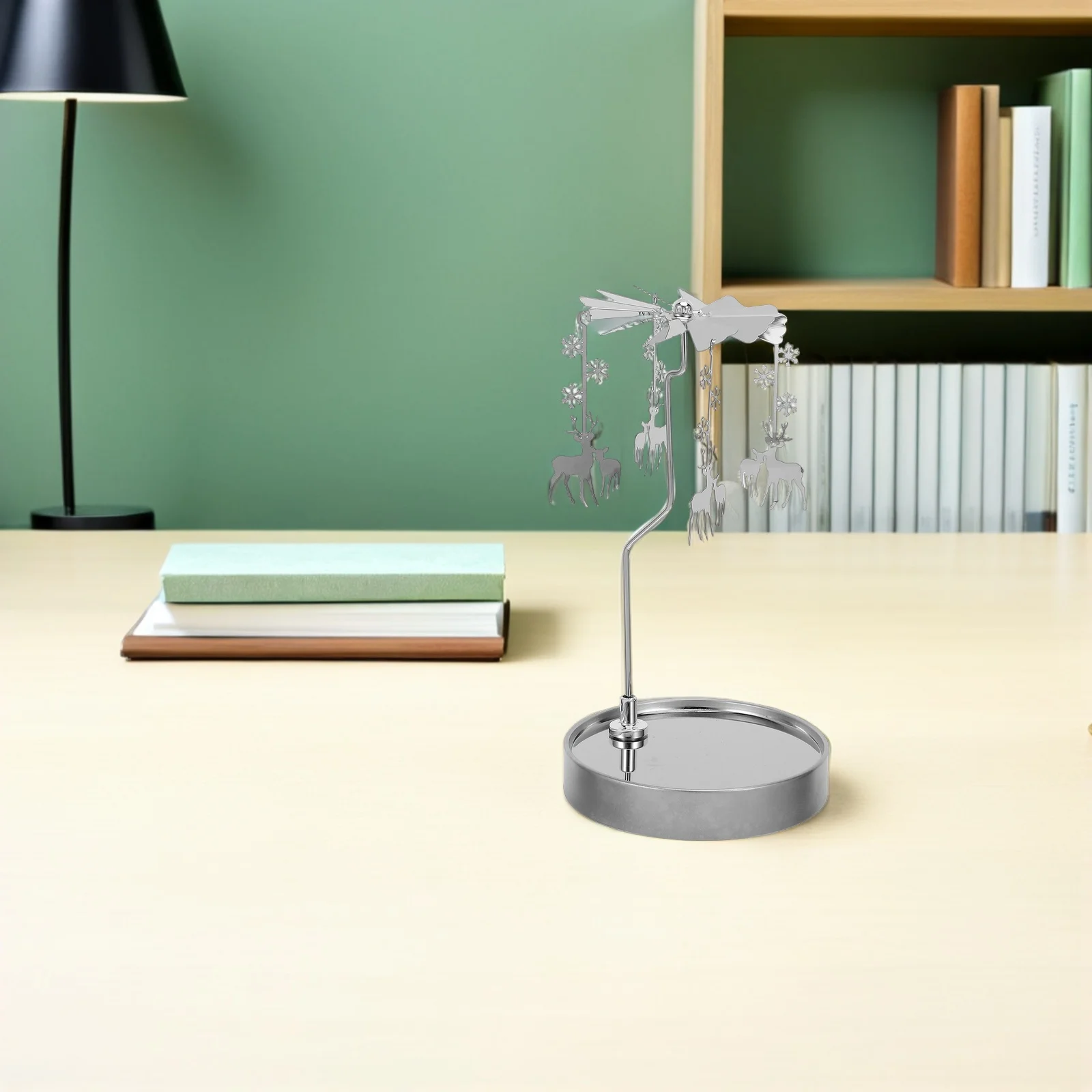 

Stainless Steel Tray Holder Spinning Heat Powered Rotating Tea Light Decor Windmill Carousel Spinner For Home Party