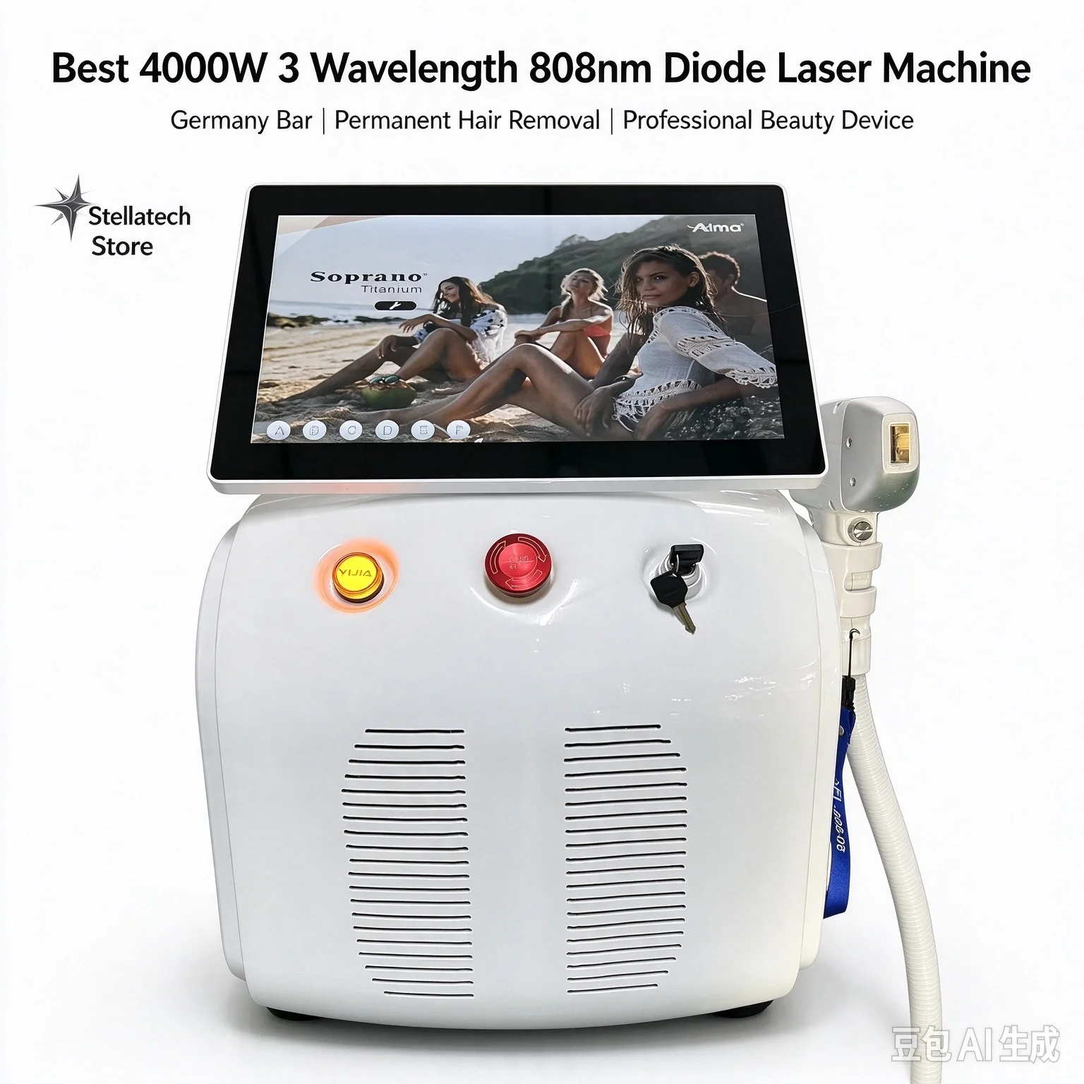 Best 4000W 3 Wavelength 808nm diode hair removal machine Germany bar 808nm diode hair removal  machine