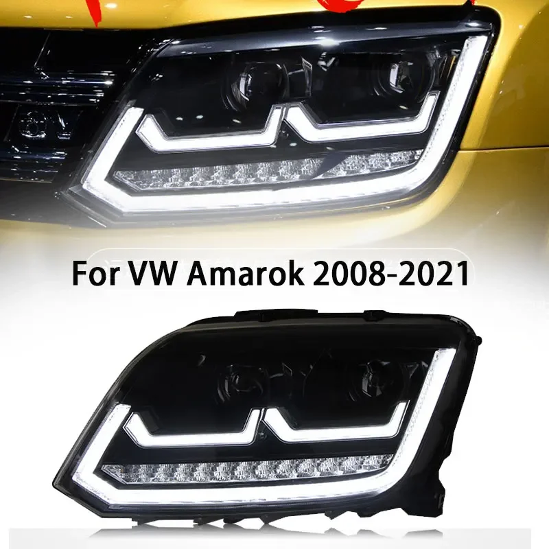 

Автомобильный Стайлинг, фара для VW Amarok, 2008-2021, светодиодная фара, линза проектора, DRL, анимация сигнала, автоаксессуары