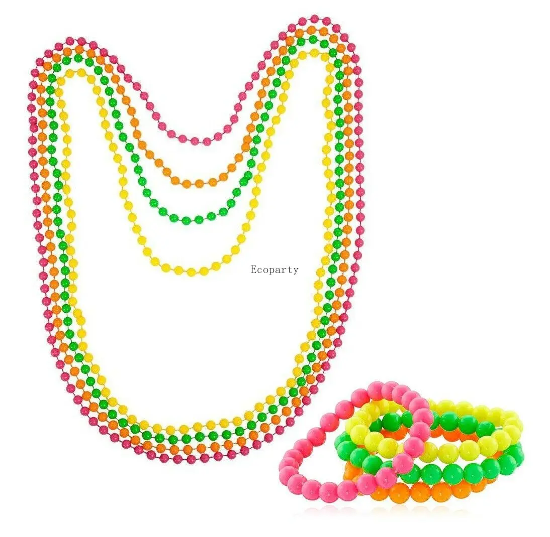 2022 Plastic Bead Chain Bracelet Two Piece Color Bead Chain Four Color Bracelet Children's Toy Role Play Adult Dress Up