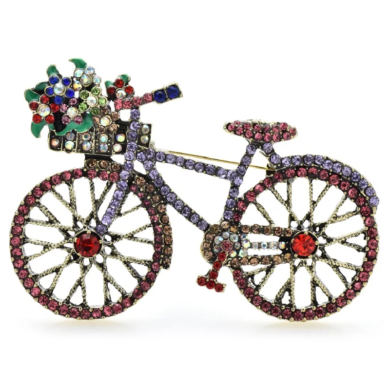 Wumovies & Baby-Broches de vélo brillantes unisexes, 2 couleurs, belles broches de vélo prenant des fleurs, cadeaux pour femmes