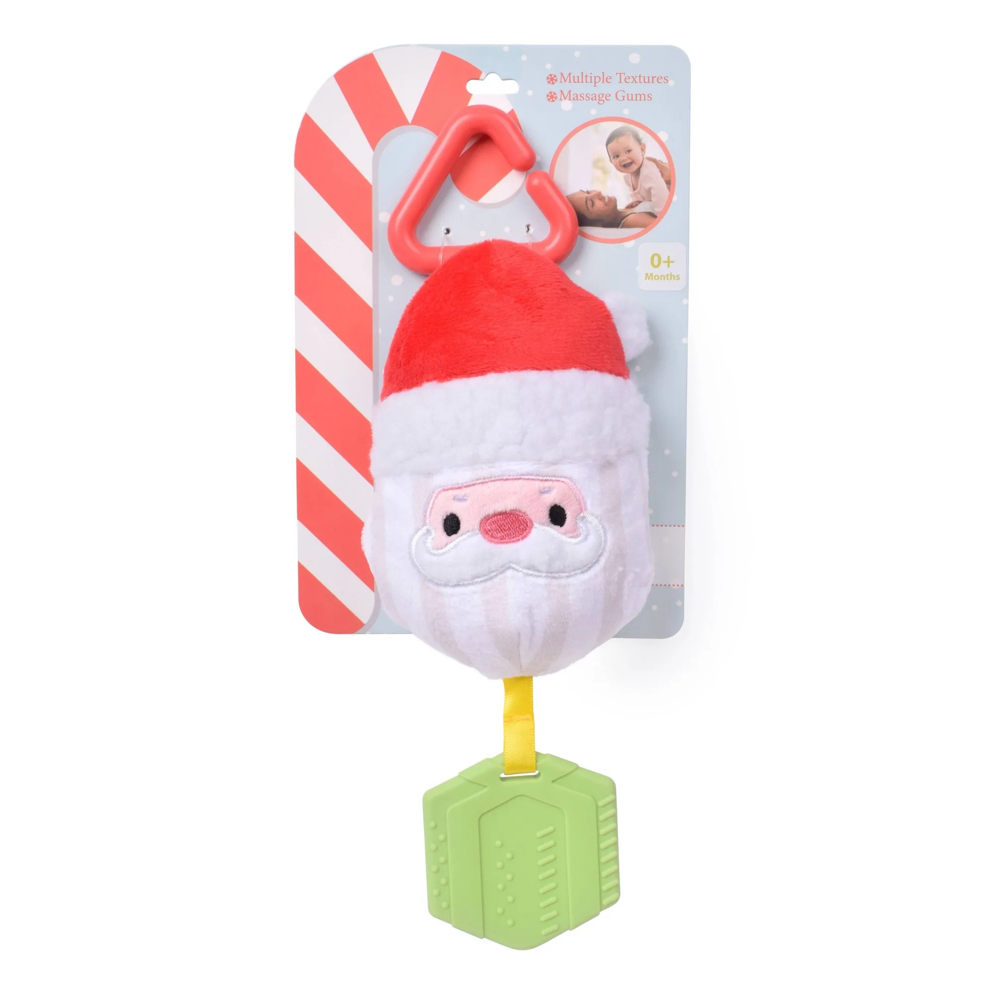Santa Chime Silicone Teether Baby Toy For Christmas Play, Fine Motor Skill Training And Soothing Relief