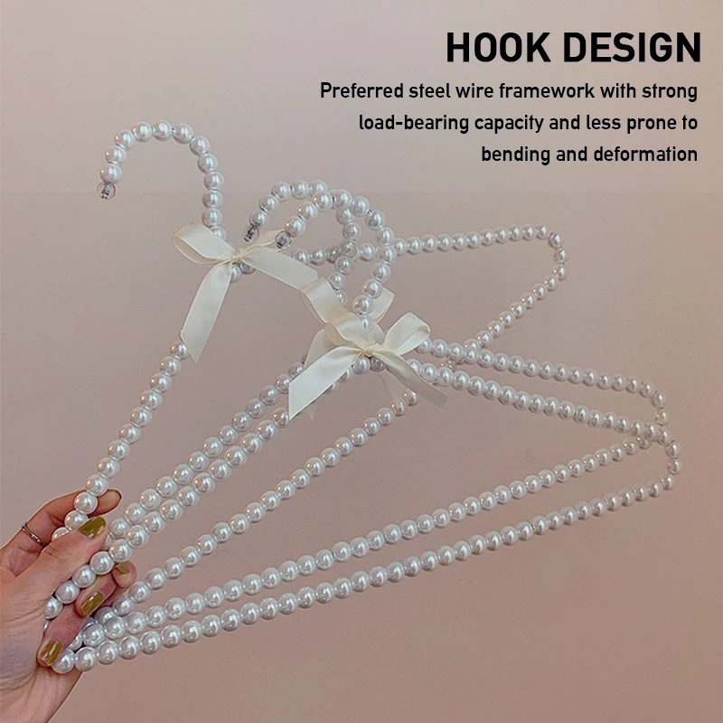 40CM Pearl Hanger with Bow Tie Bride Swimsuit Plastic Hanger for Adult Clothes Pegs Princess Clothespins Wedding Dress Hanger