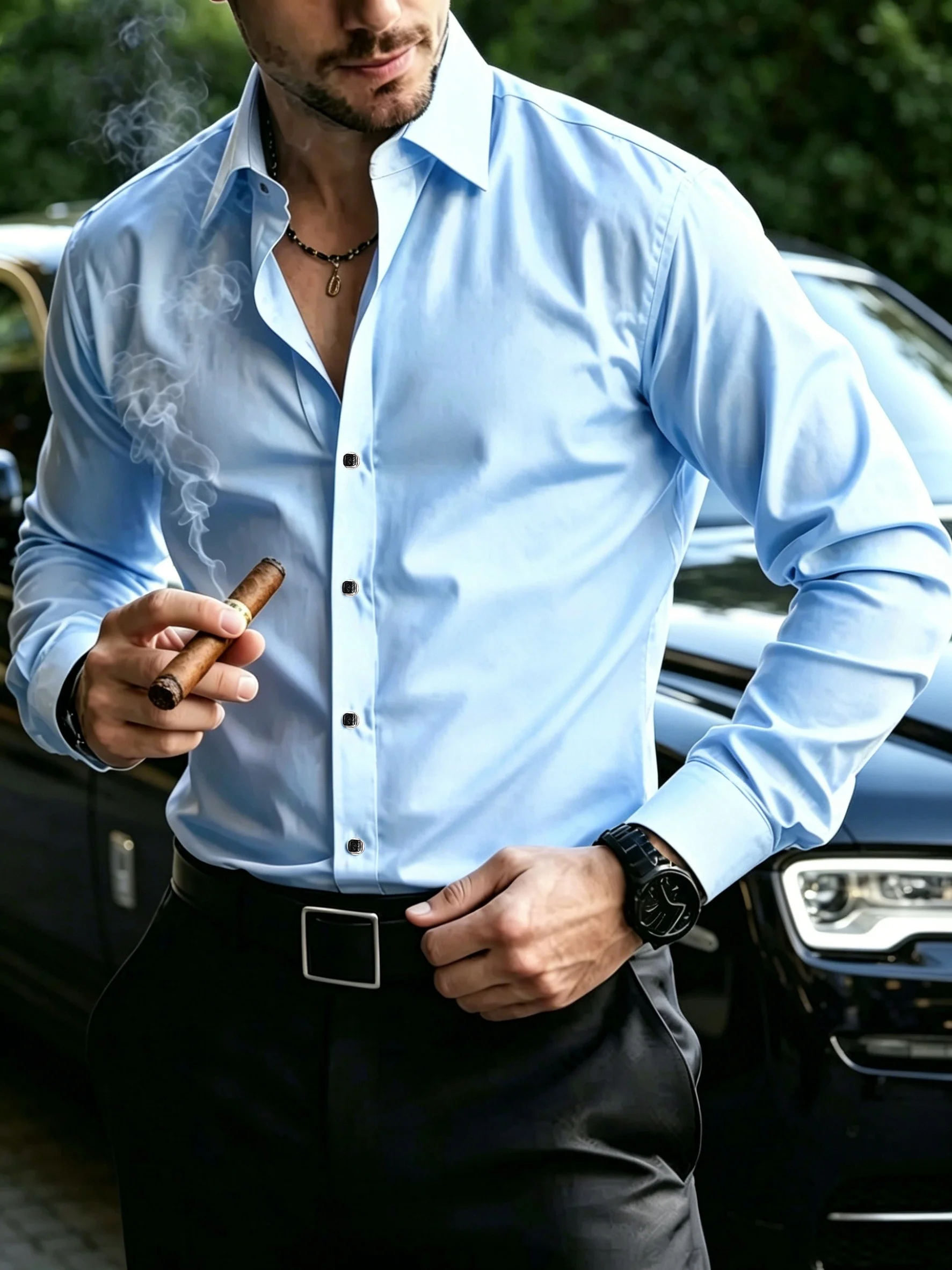 New Men'S Long Sleeve Casual Dress Shirt
